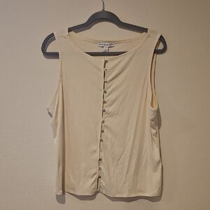 AND NOW THIS Women's Cream Button-Front Tank Top